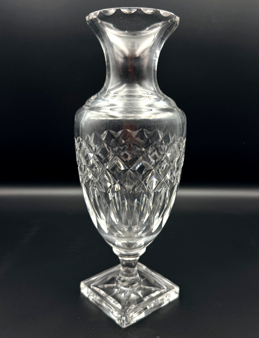 Vintage Sèvres France 10" Crystal Baluster Vase Urn Diamond Cut Pedestal Base - Picture 1 of 10